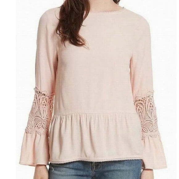 Joie Tops - NWT Joie Emelda Bell Sleeve Blouse Blush Pink Lace  Feminine Womens Size Large